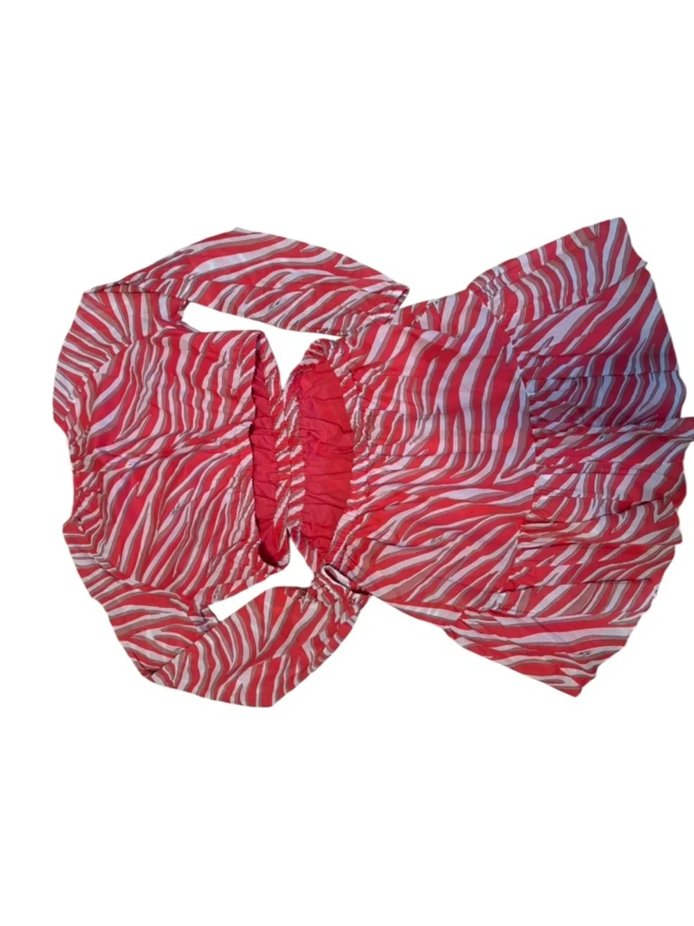 Michael Michael Kors Cotton Lawn Cutout Mini Dress In Zebra Geranium Red/Pink XL - Picture 3 of 13